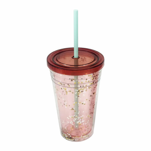 16oz 450ml double wall reusable tumbler with straw and lid 1