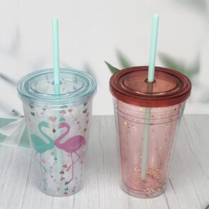 16oz 450ml double wall reusable tumbler with straw and lid 12