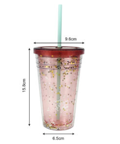 16oz 450ml double wall reusable tumbler with straw and lid 2