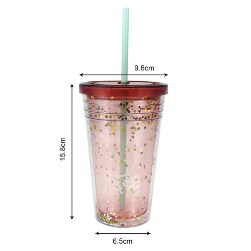 16oz 450ml double wall reusable tumbler with straw and lid 2