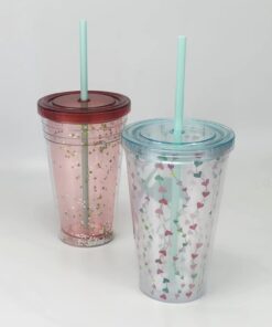 16oz 450ml double wall reusable tumbler with straw and lid 5