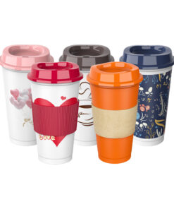 16oz single wall reusable coffee cups with lid 6