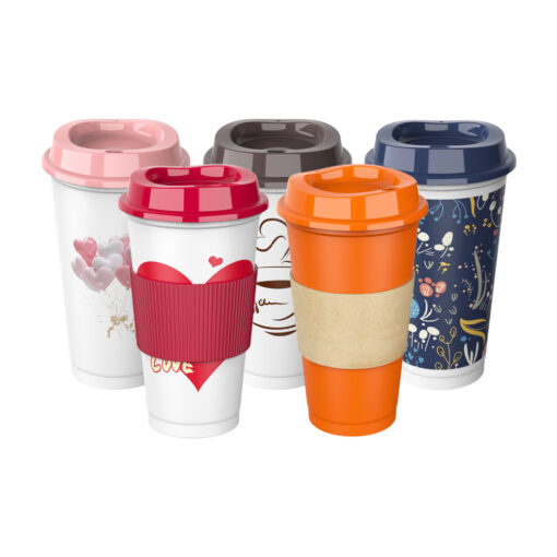 16oz single wall reusable coffee cups with lid 6