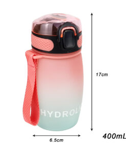 400ml Water Bottles with Times to Drink and Straw 2