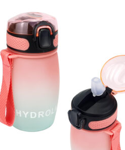 400ml Water Bottles with Times to Drink and Straw 4