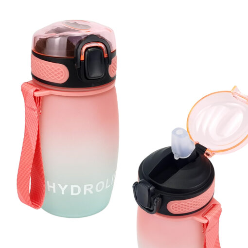 400ml Water Bottles with Times to Drink and Straw 4