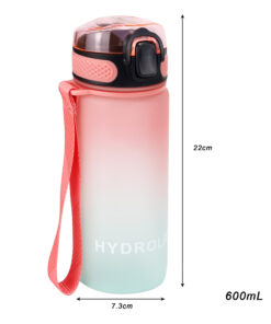 600ml Water Bottles with Times to Drink and Straw 7