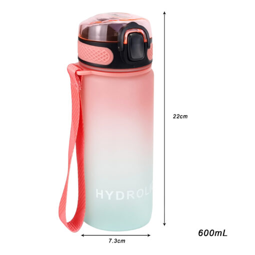 600ml Water Bottles with Times to Drink and Straw 7