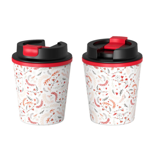 8oz double wall reusable plastic coffee cup with lids 21