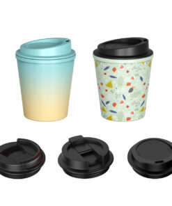 8oz double wall plastic coffee cups with lids reusable 07