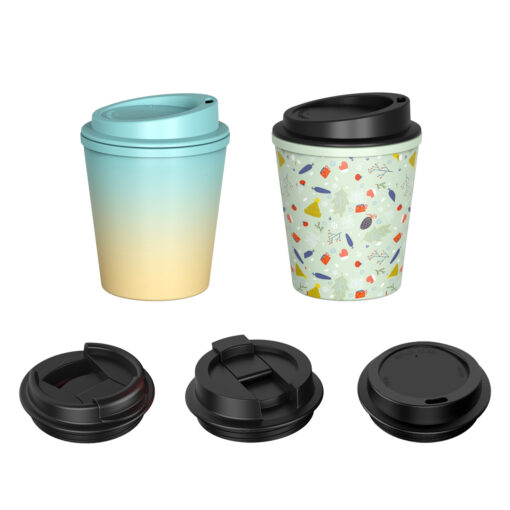 8oz double wall plastic coffee cups with lids reusable 07