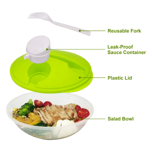 1200ml plastic salad box with leak proof salad dressings container 6