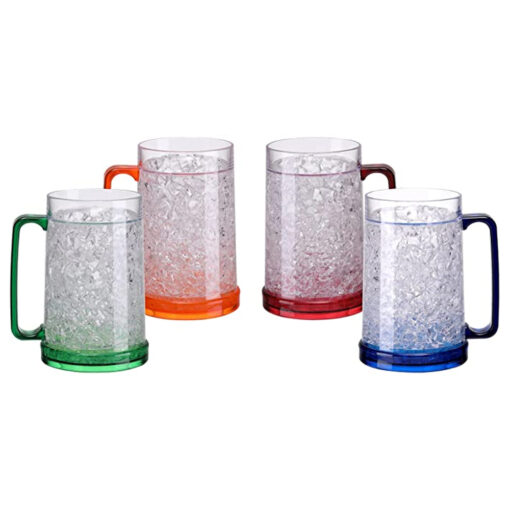 16oz double wall gel beer mugs freezer iced 5