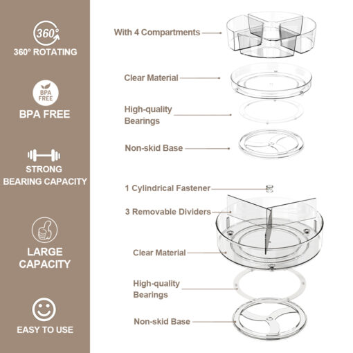 Plastic Condiment Spice with Dividers for Cabinet Kitchen Countertop 1