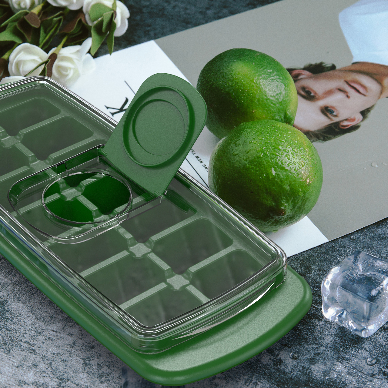 Stackable Plastic Ice Tube Trays with lid for Freezer 7